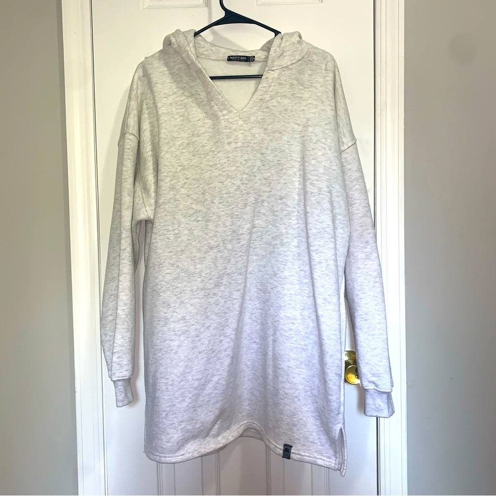 Grey hooded nasty gal sweatshirt dress